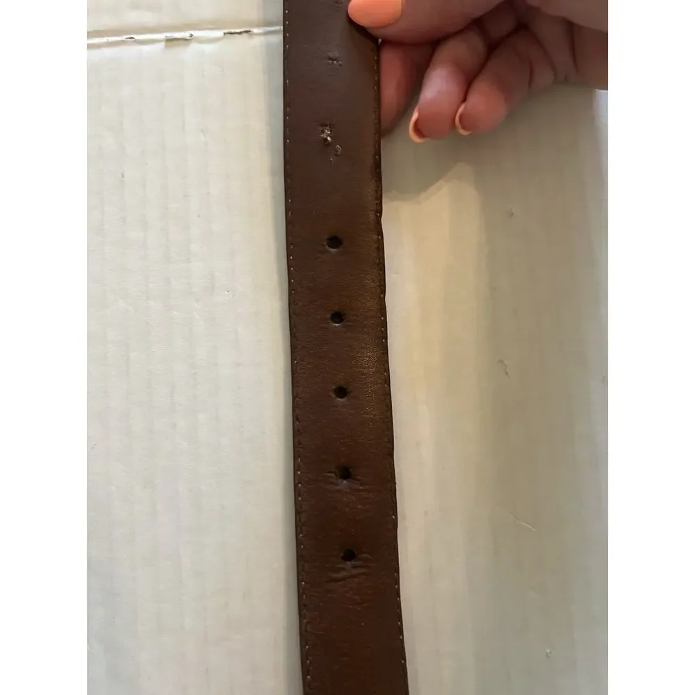 Vtg Johnston & Murphy Men’s Brown Woven Leather Belt Silver Buckle Dress Sz 36